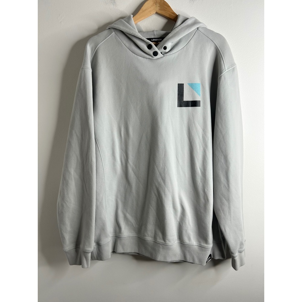 LEGENDS Performance Hoodie Mens Light Grey Snap Neck Logo Sweatshirt XXL